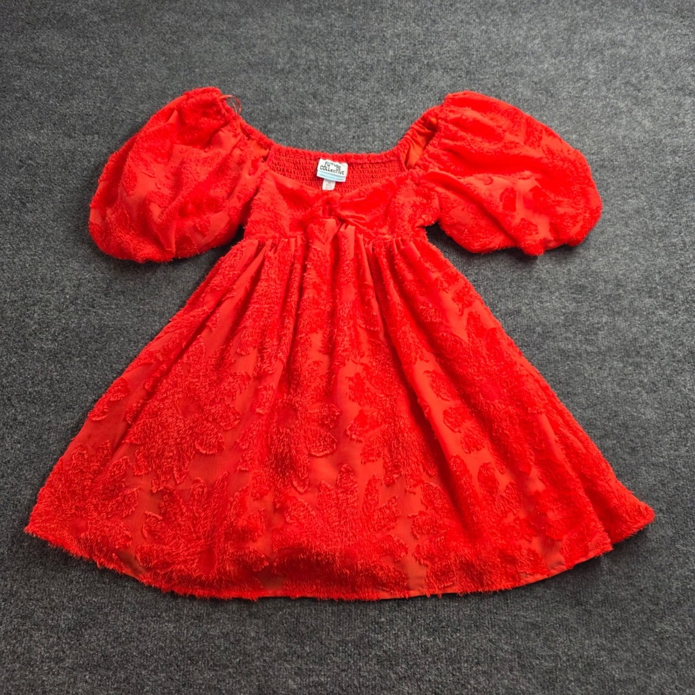 Future Collective‎ Gabriella Karefa-Johnson Red Puff Sleeve Mini Dress XS
